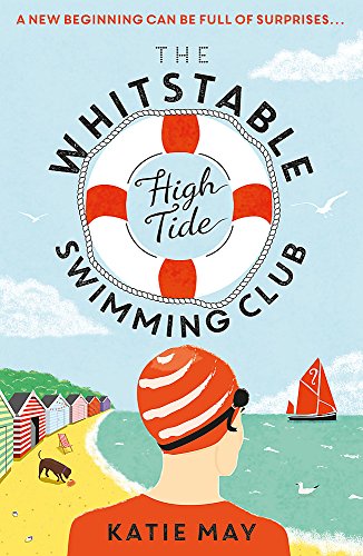 Book cover featuring a swimmer looking at a beach with huts and a sailboat.