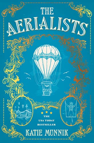Book cover for “The Aerialists” featuring a hot air balloon and ornate details.