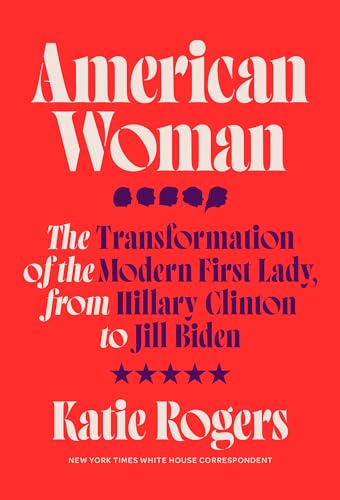 Red book cover with bold title "American Woman" and author Katie Rogers.