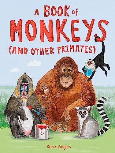 Book cover featuring illustrated orangutan, baboon, lemur, and monkeys.