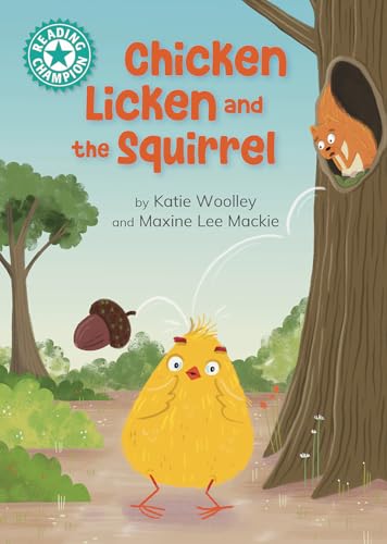 Book cover: Chicken Licken looking up at a squirrel in a tree.