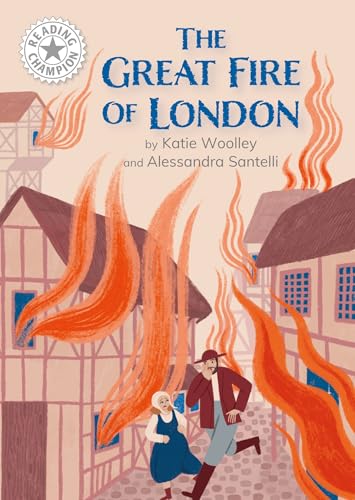 Book cover depicting the Great Fire of London with figures fleeing flames.