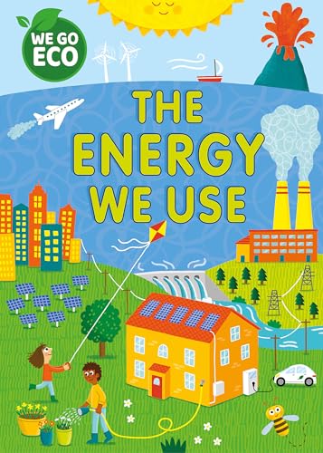 Book cover showing children, a house with solar panels, city buildings, and energy sources.