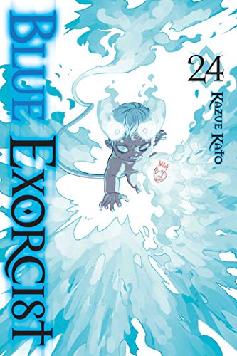 Blue Exorcist Vol. 24 cover: a small figure emerging from blue smoke.
