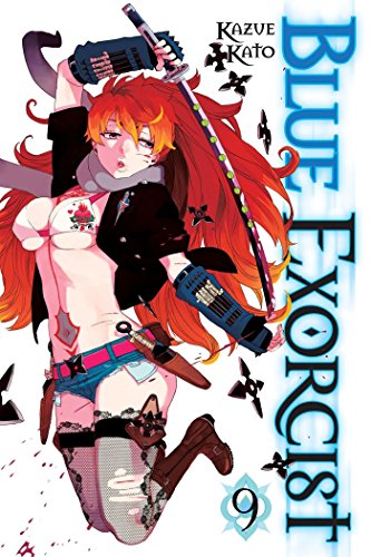 Blue Exorcist" volume 9 cover featuring a red-haired woman with a sword.