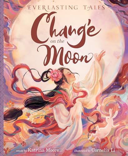 Book cover: woman in white dress on a large, glowing moon.