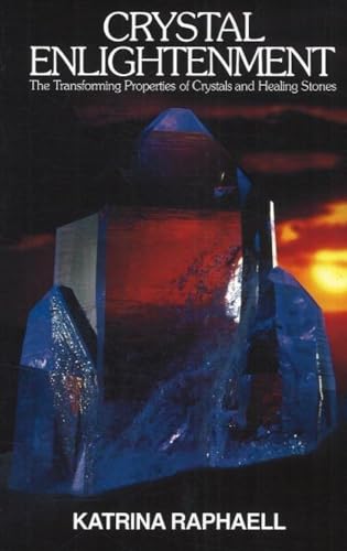 Book cover: "Crystal Enlightenment" with large crystals against a sunset.