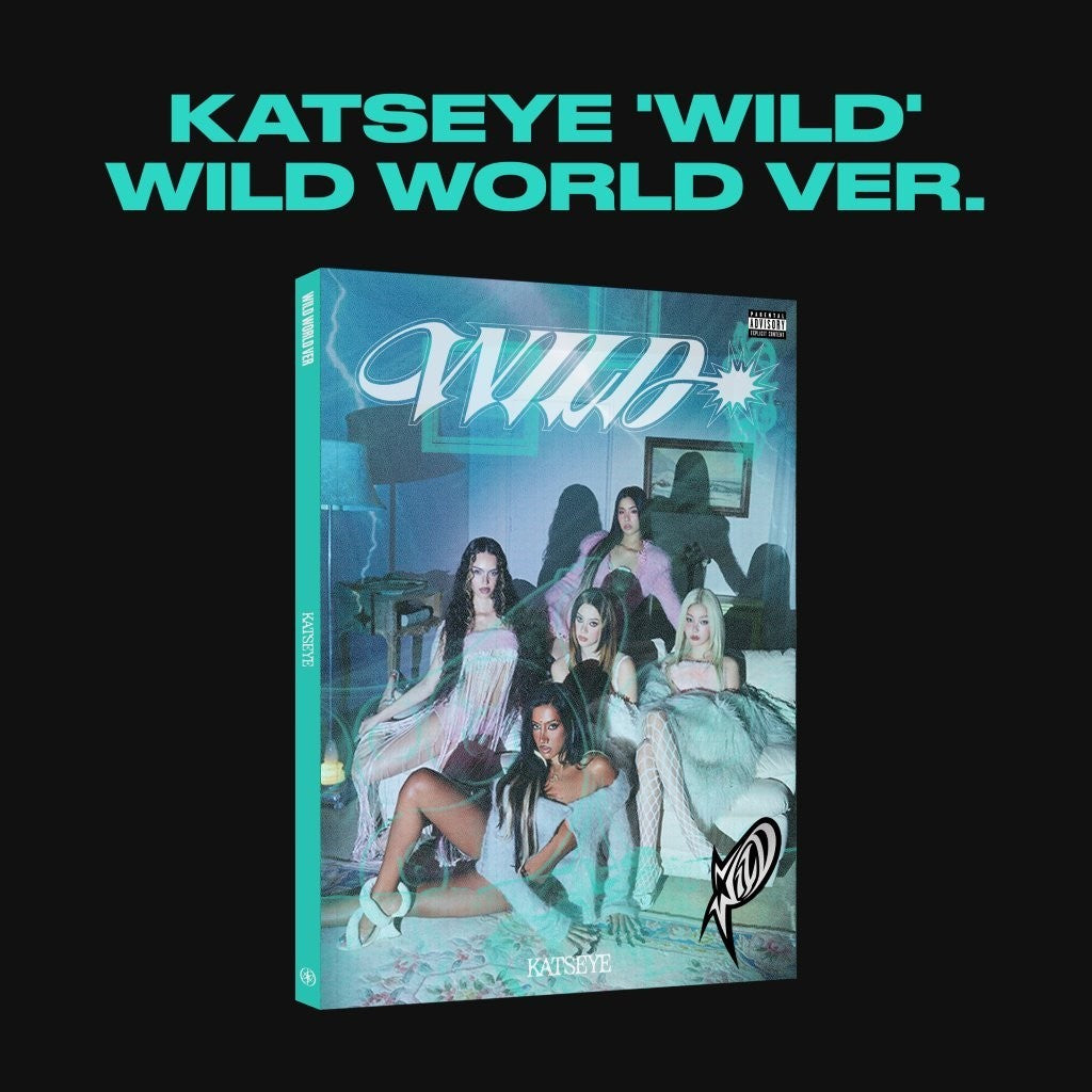 CD case for KATSEYE’s “WILD (Wild World Vers.)” featuring five women.