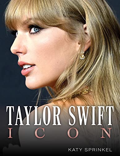 Close-up profile portrait of Taylor Swift on a book cover titled Taylor Swift Icon.