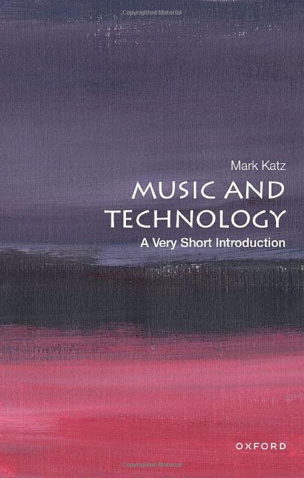 BookSbook cover for Music and Technology by Mark Katz with purple and pink brushstrokes.
