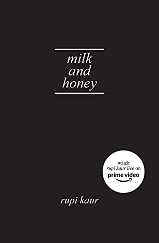 Black book cover with the title Milk and Honey and author Rupi Kaur.