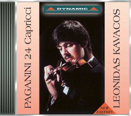 CD cover featuring violinist Leonidas Kavacos and "Paganini: 24 Capricci" text.