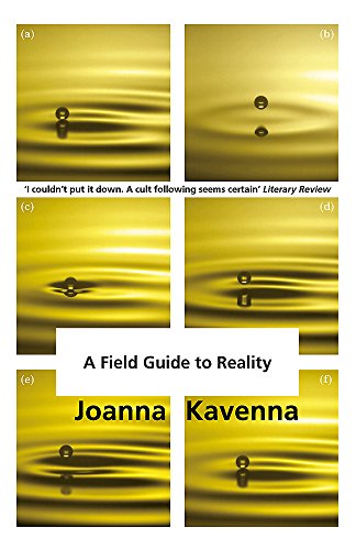 Book cover: gold ripples with a keyhole image, title "A Field Guide to Reality".
