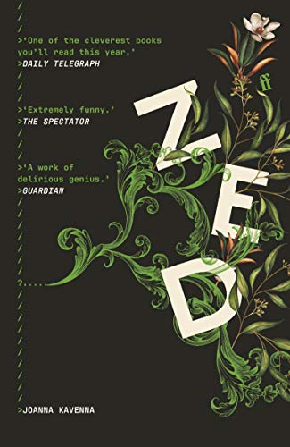 Book cover for "Zed" with large white letters and green floral design.