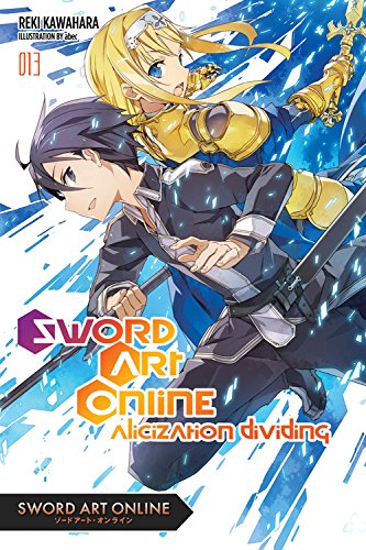 Anime-style cover art featuring a male and female character with swords against blue shards.