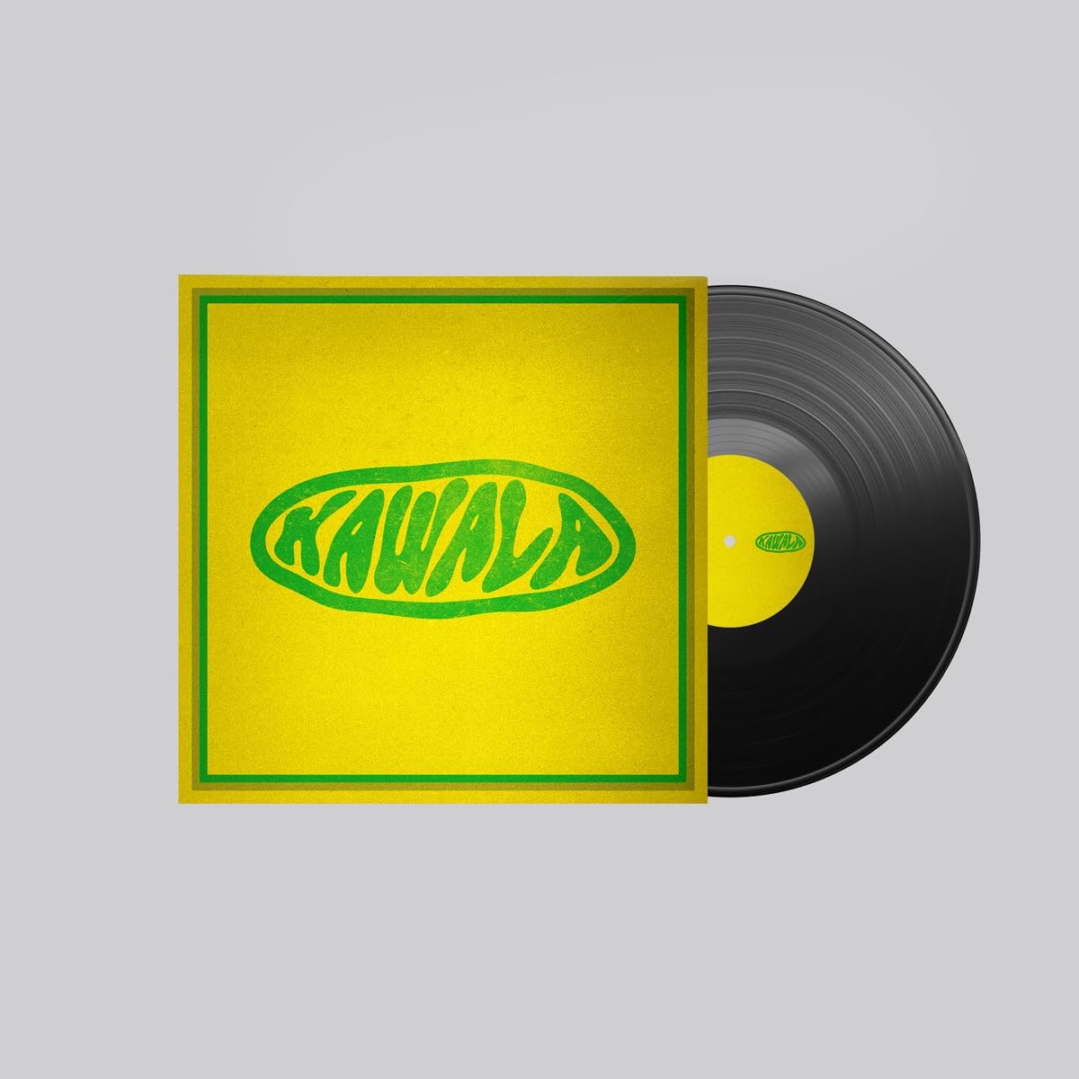 Yellow vinyl record sleeve with green "KAWALA" logo and black vinyl disc.