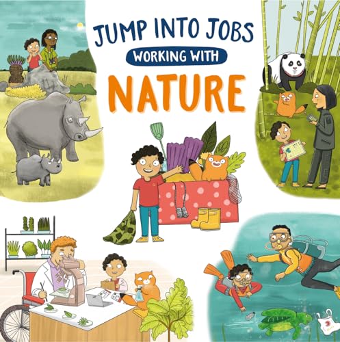 Book cover showing diverse children and adults working with animals and nature in various settings.