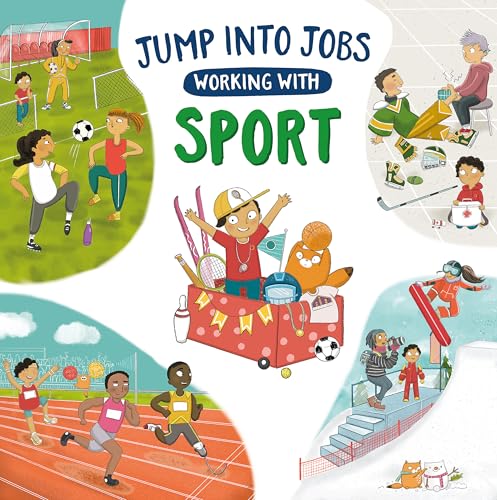 Book cover showing diverse children participating in various sports and athletic job roles.
