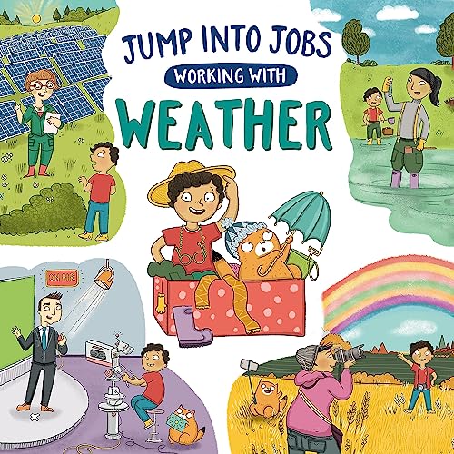 Book cover depicting children and adults in weather-related jobs.