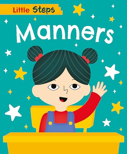 Book cover: illustrated girl raising hand, title “Manners” in white text.