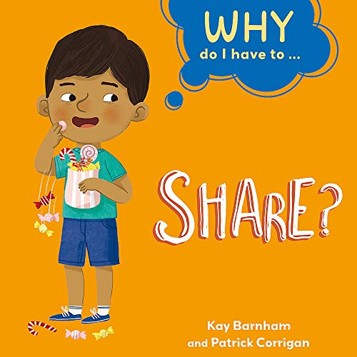 Book cover: boy with candy, questioning "SHARE?" in bright colors.