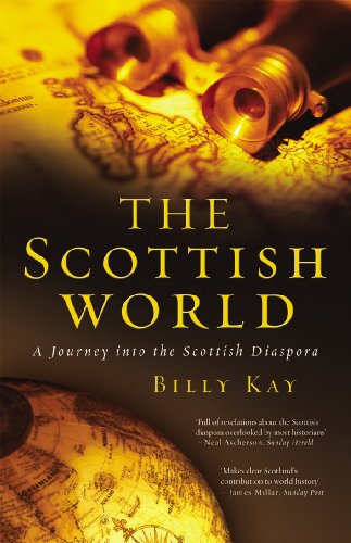 Book cover: “The Scottish World” with globe, binoculars, and text.