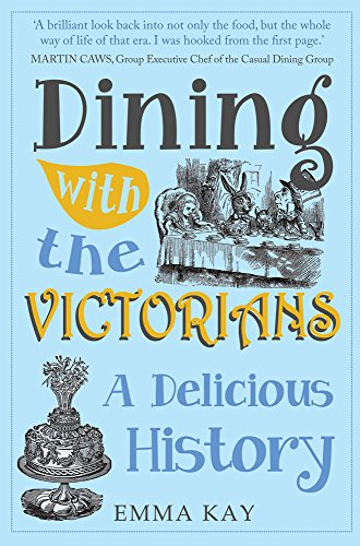 Book cover: “Dining with the Victorians,” featuring a Victorian-era feast illustration.