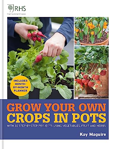 Book cover showing hands harvesting radishes, potted peppers, and strawberries with title text below.