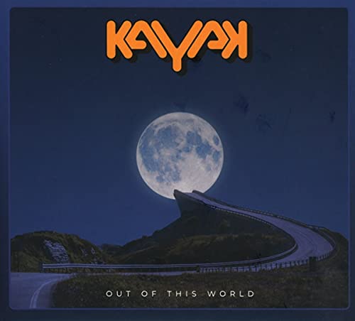 Kayak “Out Of This World” CD cover: moonlit road and mountains.