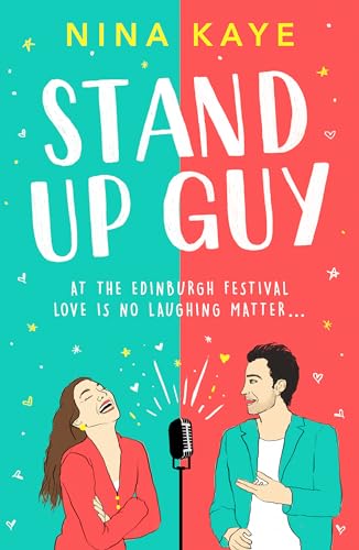 Book cover: illustrated couple laughing near a microphone.