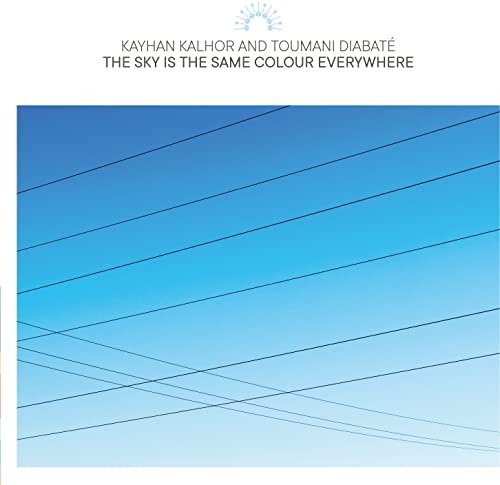 Album cover: blue gradient with intersecting white lines, text at top.