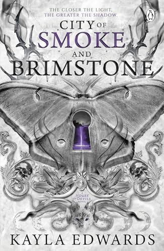 Book cover featuring a large moth with a keyhole revealing purple light.