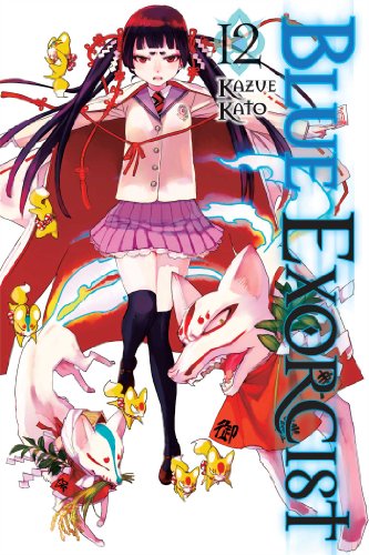 Cover of "Blue Exorcist Volume 12" featuring a girl and fox spirits.