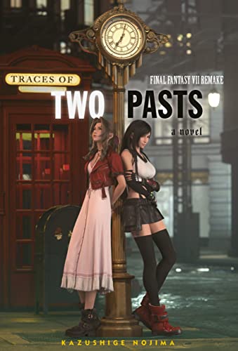 Book cover featuring Cloud and Aerith standing by a clock tower.