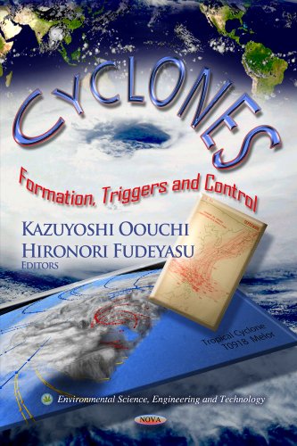 Book cover for “Cyclones” depicting a swirling storm and map.