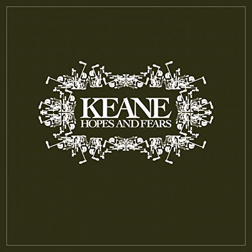 Keane’s “Hopes and Fears” CD cover with violin-shaped white design.