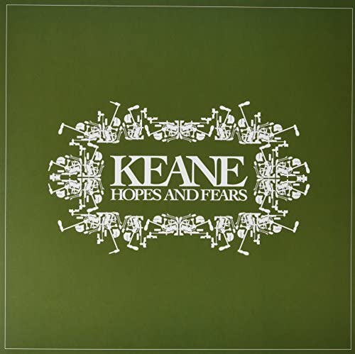 Vinyl cover with white Keane Hopes and Fears text inside a decorative white frame.