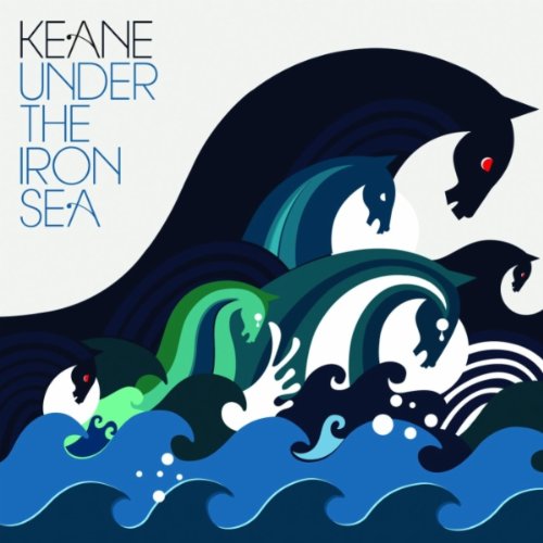 Album cover for Keane’s “Under the Iron Sea” featuring stylized horses and waves.