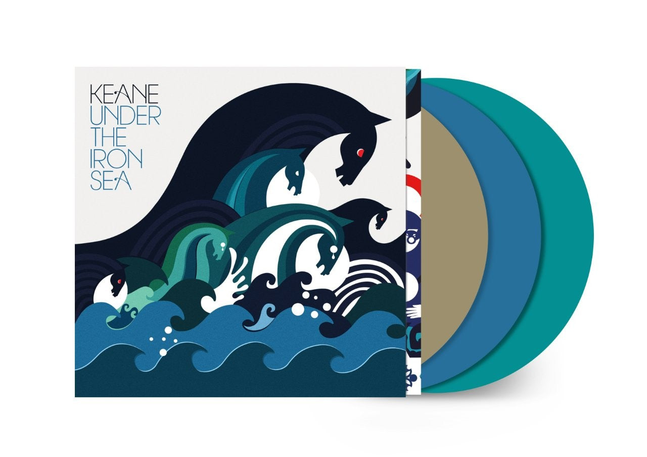Keane "Under The Iron Sea" CD case with wave and horse design.