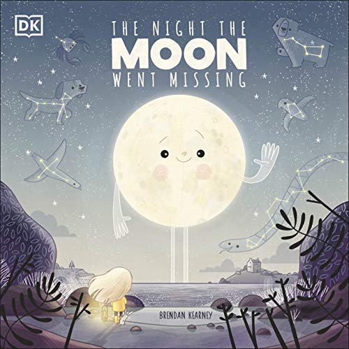 Book cover: smiling moon with animals and a child looking up.