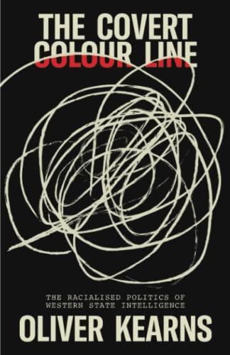 Book cover: black background with white lines and red text, "The Covert Colour Line.