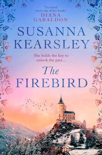 Book cover with a castle on a snowy mountain at sunset.