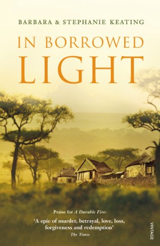 Book cover: "In Borrowed Light" with a landscape of African savanna.