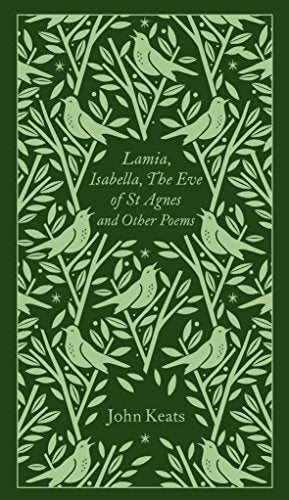 Green clothbound poetry book cover with birds and floral design.