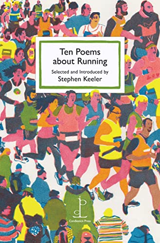 Book cover illustration of a diverse crowd of runners with a central text box.