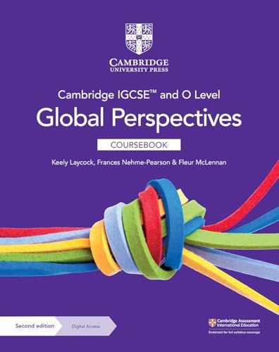 Cambridge IGCSE & O Level Global Perspectives coursebook cover with colorful ribbons.