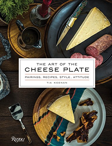 Book cover featuring cheese, sausage, and a knife on plates.