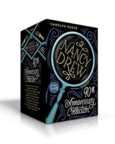 Box set of ten Nancy Drew Diaries books with magnifying glass design.
