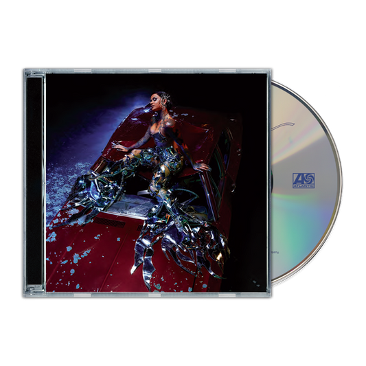 Kehlani's "CRASH" CD case and disc, featuring a person with robotic crab legs.