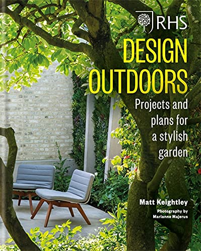 Book cover with garden scene, titled “RHS Design Outdoors: Projects & Plans”.